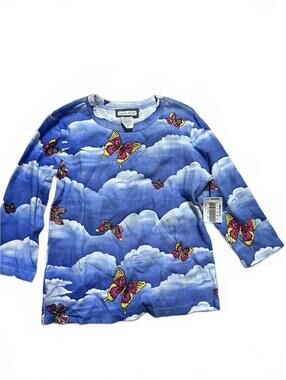 NWT Aqua Blues Butterfly Overall Print Shirt Size M